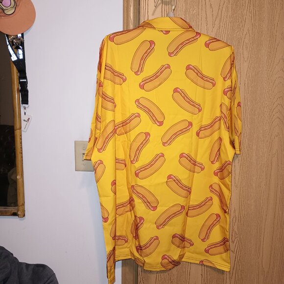 NEW Men 3D Print Funny Food Hot Dog Button Up Shirt 3X - Picture 3 of 5